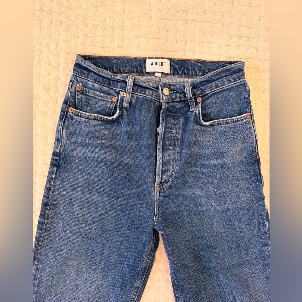 Agolde 90s Pinch Waist Crop Straight Jeans, size 26. Solace Wash - Picture 3 of 5